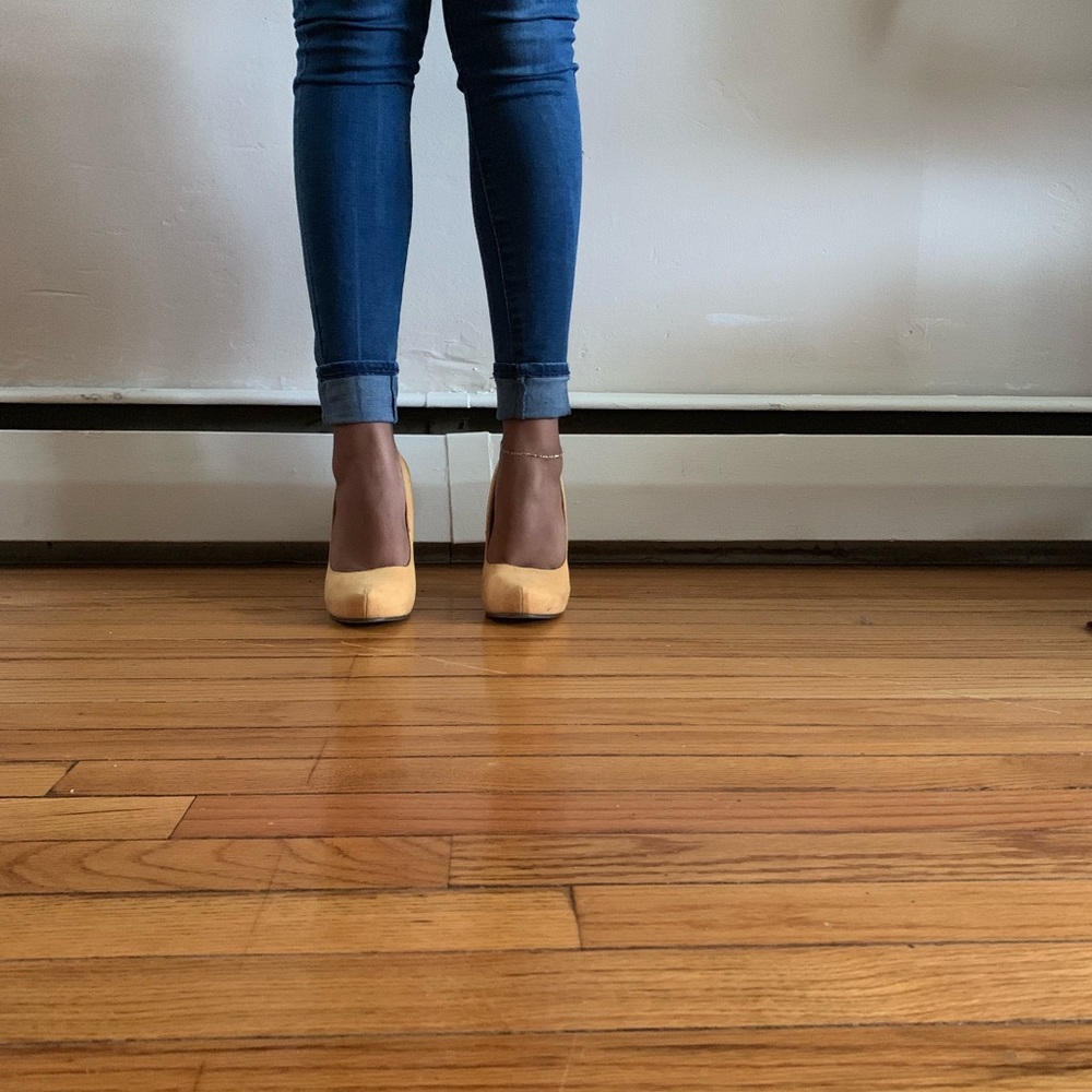 Yellow Suede Heels